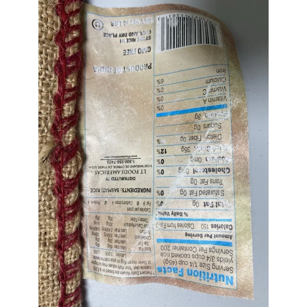 Royal Basmati Rice Tote Burlap Bag Purse Sack w/ Zipper Farmer's Market Festival